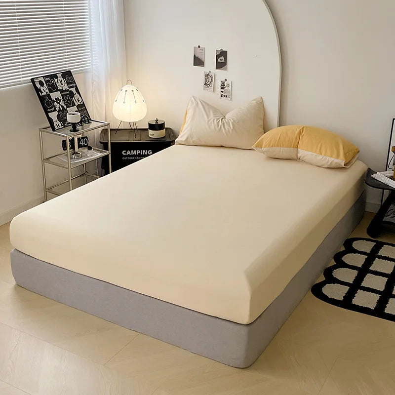 Afralia™ Soft Comfort Solid Color Fitted Bed Sheet - Double Mattress Cover