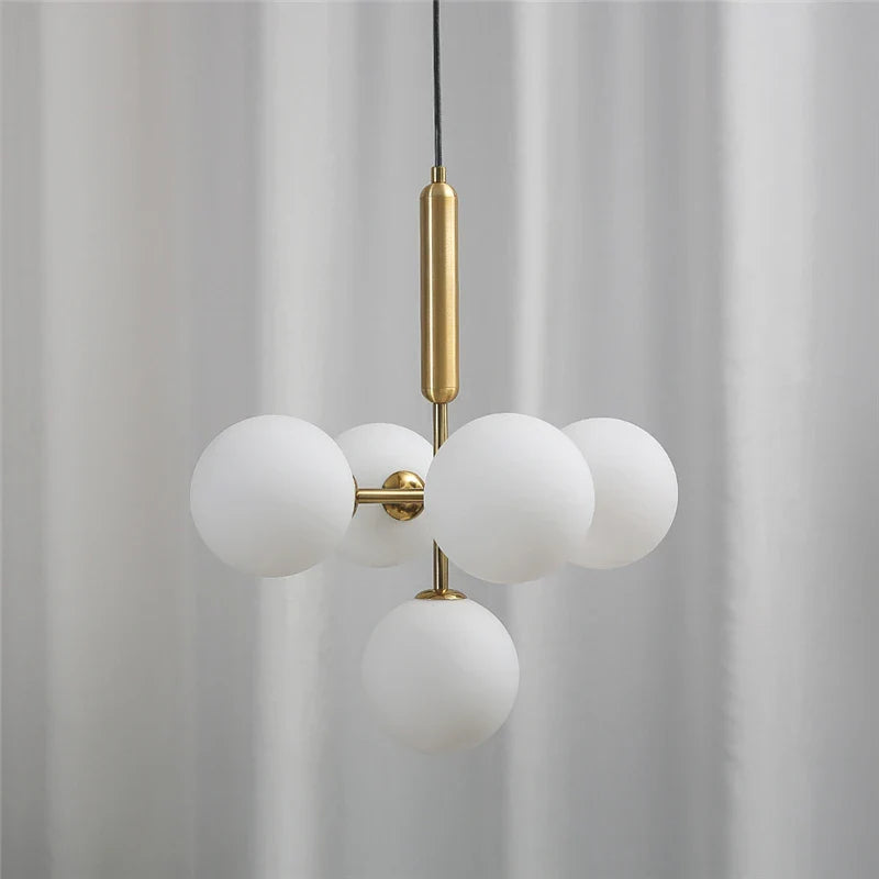 Afralia™ Minimalist Multi Headed Glass Chandeliers | Modern Italian Style Pendant Lights for Living Room