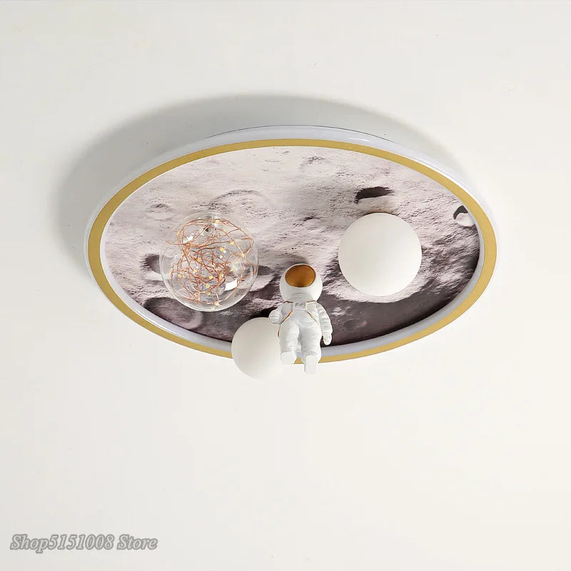 Afralia™ Astronaut LED Ceiling Light for Kids Bedroom Baby Room Boys Girls Luminaire