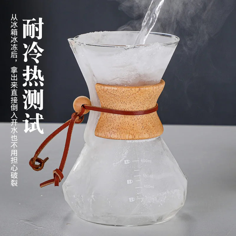 Afralia™ Diamond Glass Hand Brew Coffee Maker Pot for Espresso Drip Cup Brewing