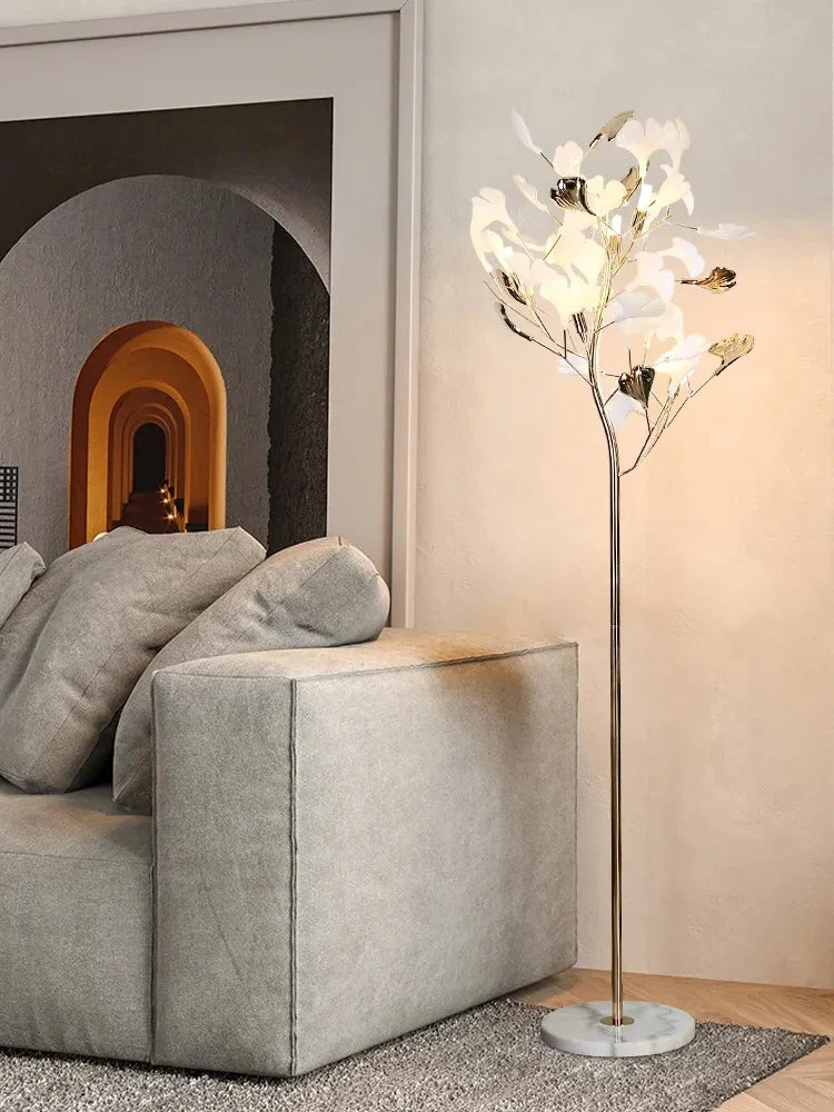 Afralia™ Ginkgo Leaf Floor Lamp - Modern Lighting for Living Room, Bedroom, Study