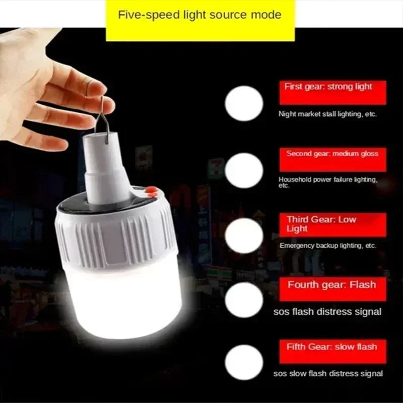 Afralia™ Solar Camping Light Bulb: Portable LED Lantern for Outdoor Hiking and Emergencies