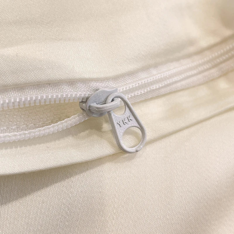 Afralia™ Flowers Embroidery Silky Duvet Set with Comforter Cover & Fitted Sheet