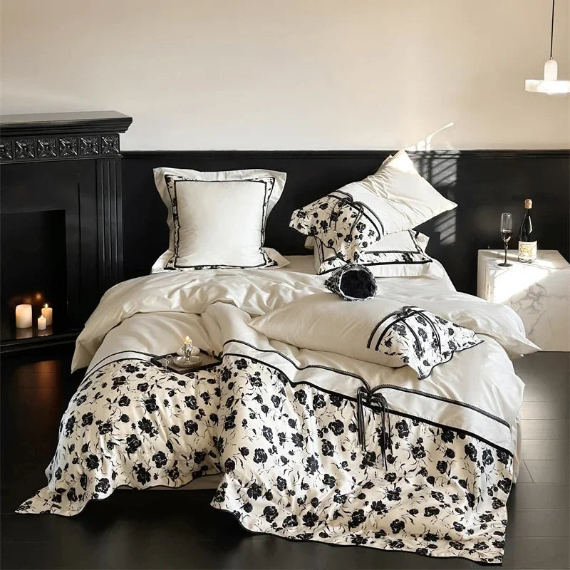 Afralia™ Cotton Patchwork Bedding Set King Queen Ru Full Size Sheet Duvet Cover Pillowcase Linens