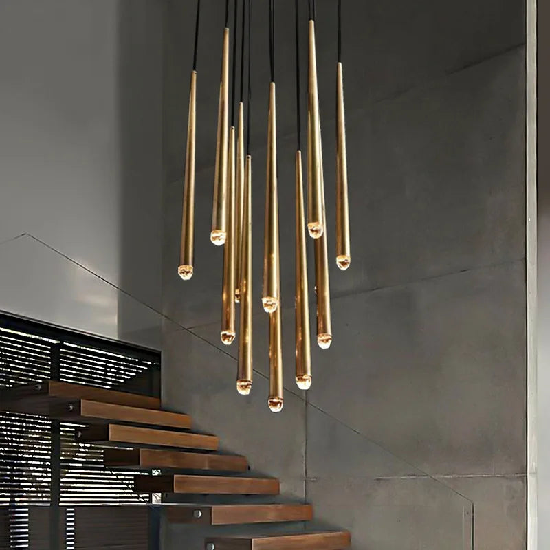 Afralia™ Gold Copper Chandelier for Living Room, Staircase, Foyer, Dining Room, Cafe, Bar