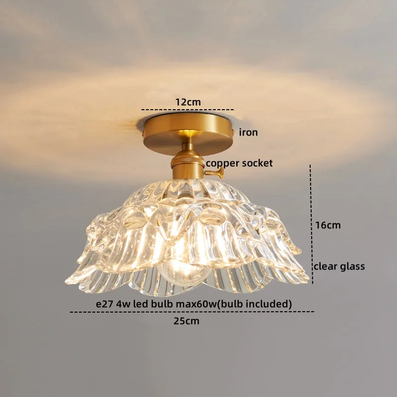 Afralia™ Glass Copper LED Ceiling Light - Simple Art Decorative Chandelier