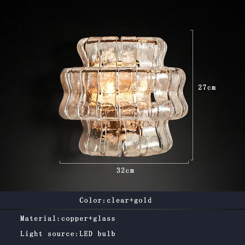 Afralia™ Dark Brown Glass Wall Sconce Lamps, LED Decoration for Living Room, Aisle, Bedside