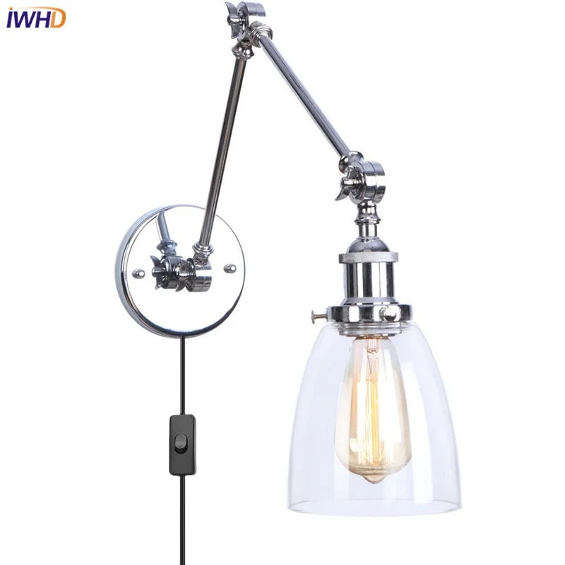 Afralia™ Vintage LED Wall Light Industrial Clear Glass Home Decor Balcony Kitchen Bedside Lamp