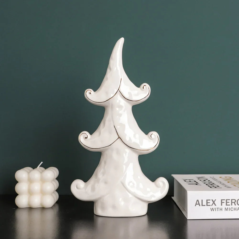 Nordic Ceramic Christmas Tree Figurines by Afralia™