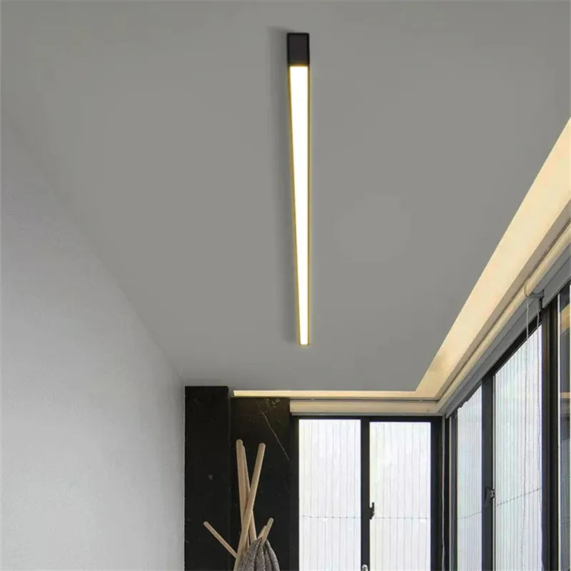 Afralia™ Black Linear LED Ceiling Light for Aisle, Bedroom, Dining, Living Room – Minimalist Design