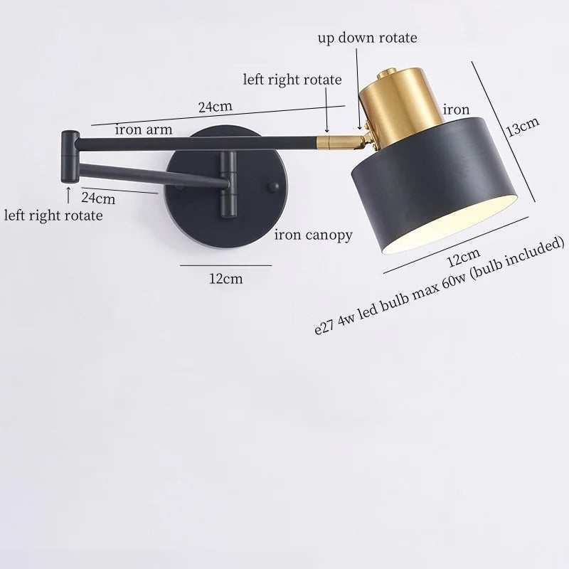 Afralia™ Swing Arm LED Wall Light for Bedroom Kitchen Living Room Mirror Bedside Lamp
