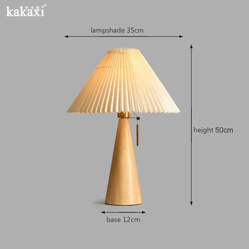 Afralia™ Vintage Pleated Wood Reading Lamp with LED Bulb