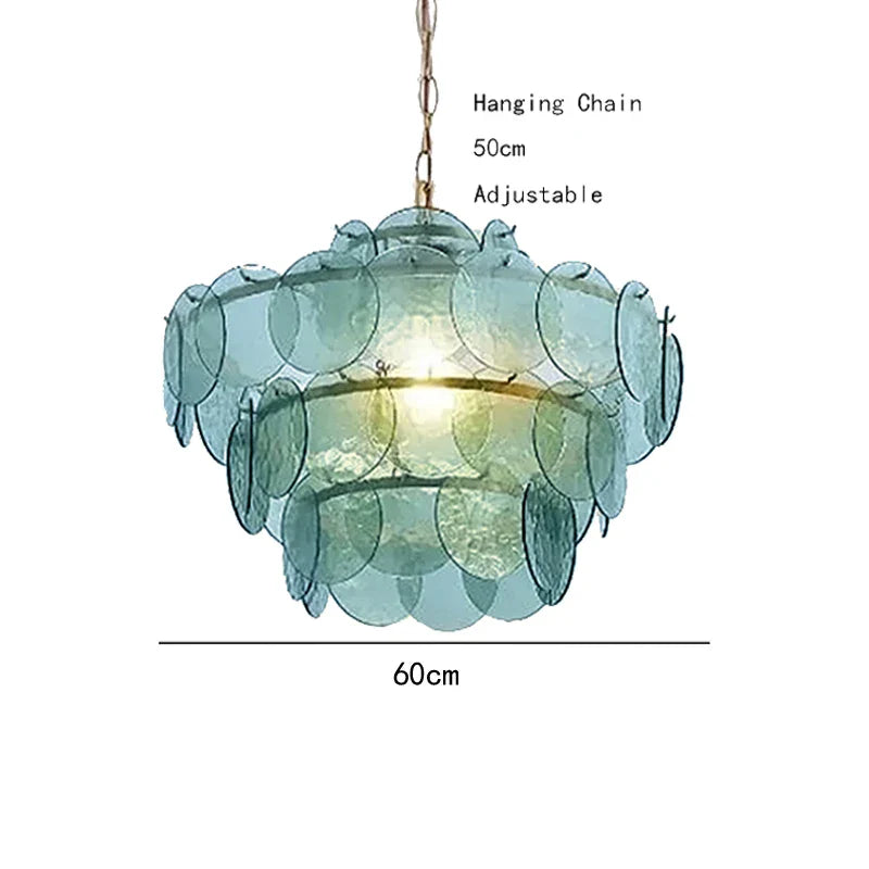 Afralia™ Modern Glass Piece Chandelier for Living Room, Green Amber Clear Lighting Fixtures