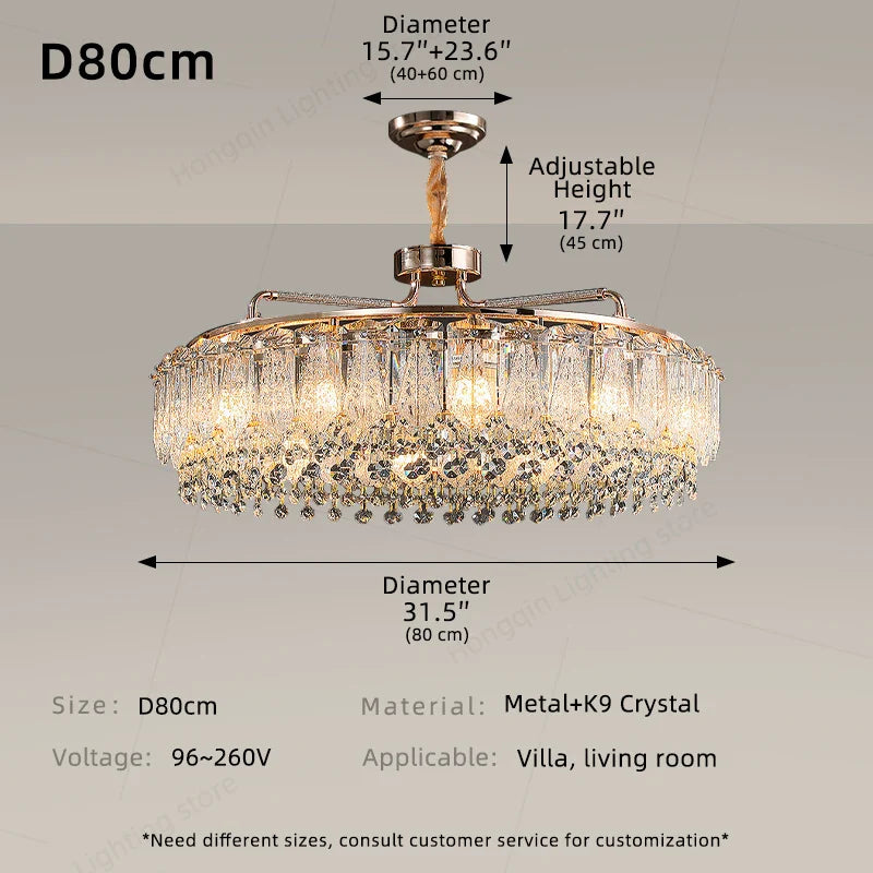 Afralia™ Crystal Chandelier Modern Luxury Pendant Light for Kitchen Island Living Room Hallway