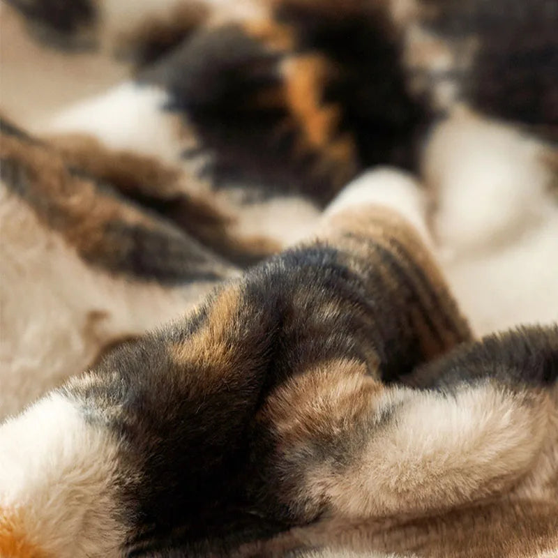 Afralia™ Luxe Leopard Rabbit Fur Blanket: Cozy Office & Sofa Throw, Skin-Friendly & Multi-Functional