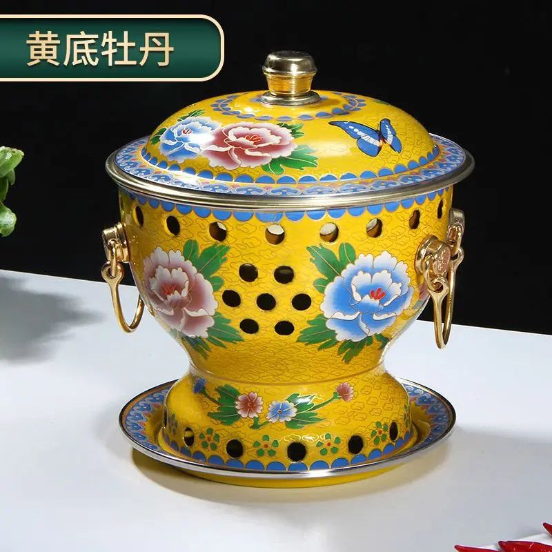 Afralia™ Single Person Enamel Hotpot & Alcohol Pot Set in Pure Copper