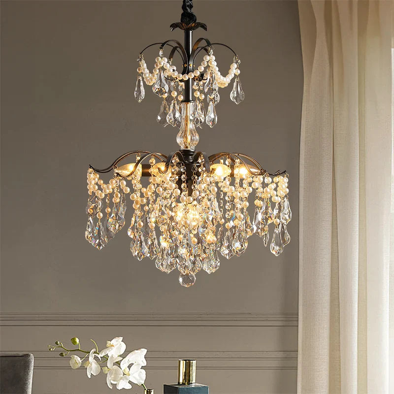 Afralia™ Nordic Crystal Chandelier LED Pendant Lamp for Home Decor & Indoor Lighting
