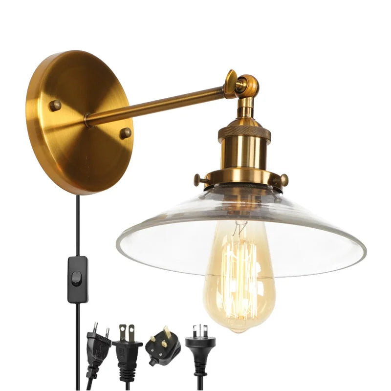 Afralia™ Vintage Industrial LED Wall Lamp with Clear Glass Shade