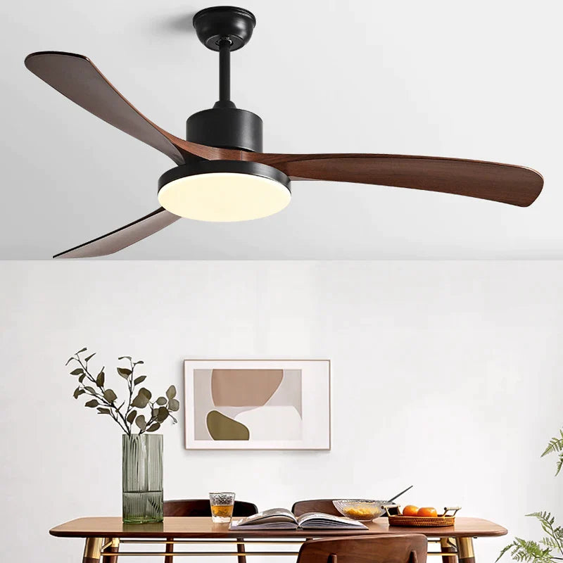 Afralia™ Modern DC Ceiling Fan Light with Remote Control, Black Plastic Leaves, 46 Inch