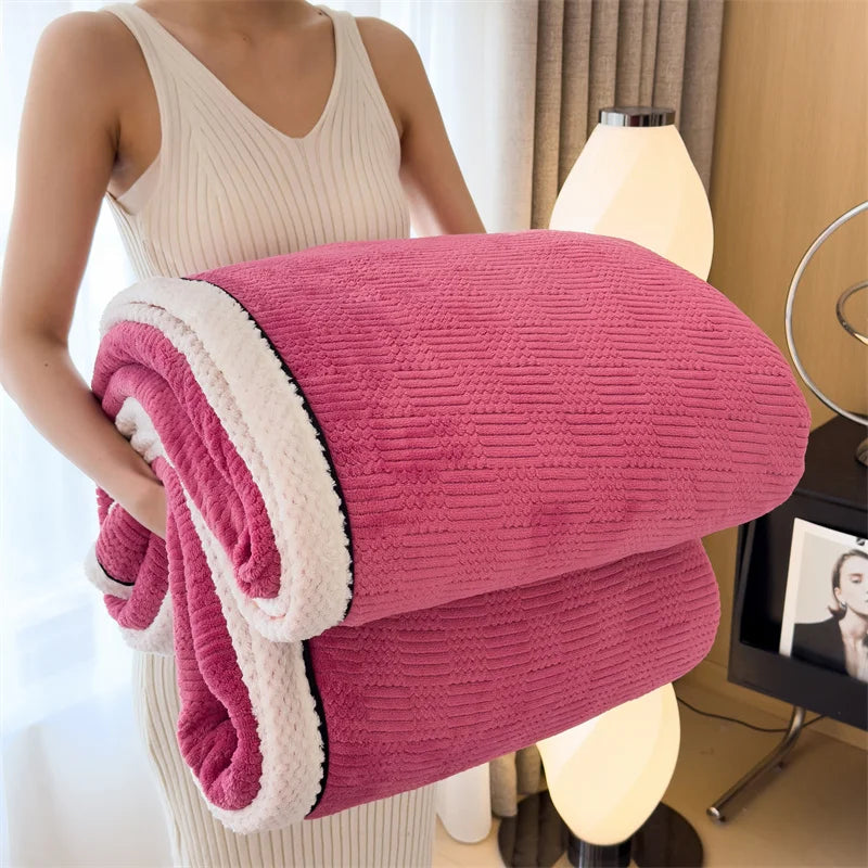 Afralia™ Cozy Carved Velvet Blanket | Warm, Soft & Breathable | Autumn Winter Sofa Bed Throw