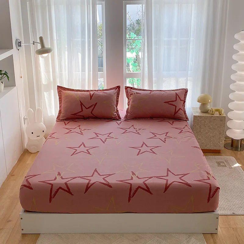 Afralia™ Printed Waterproof Fitted Bed Sheet Full Queen Size Bed Cover