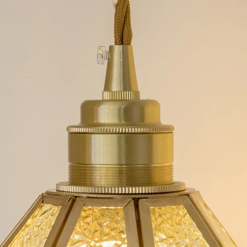 Afralia™ Tiffany Glass LED Pendant Light - Copper Vintage Hanging Lamp