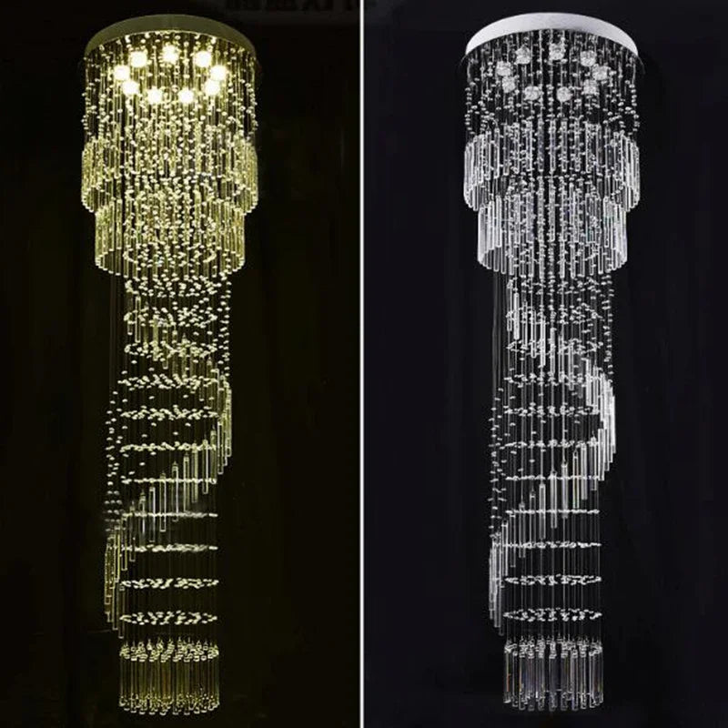 Afralia™ Spiral Luxury Crystal Chandelier for Long Staircases