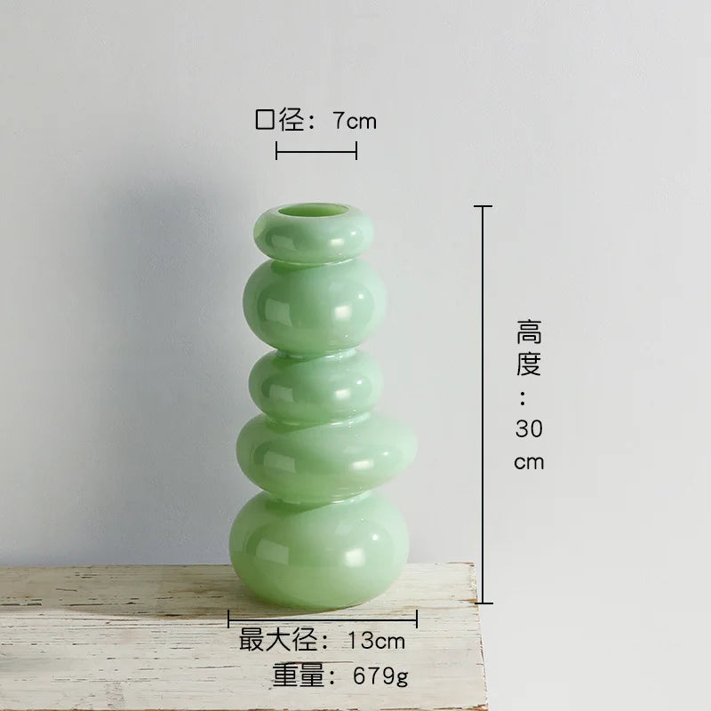 Afralia™ Geometric Glass Vase Terrarium Pebble Stack Floral Arrangement Home Decor