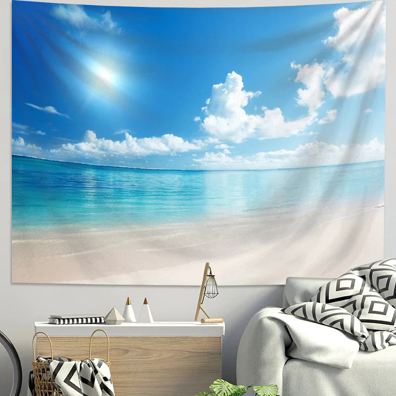 Afralia™ Sea Tapestry Landscape Wall Decoration Cloth for Room Layout & Dormitory Renovation