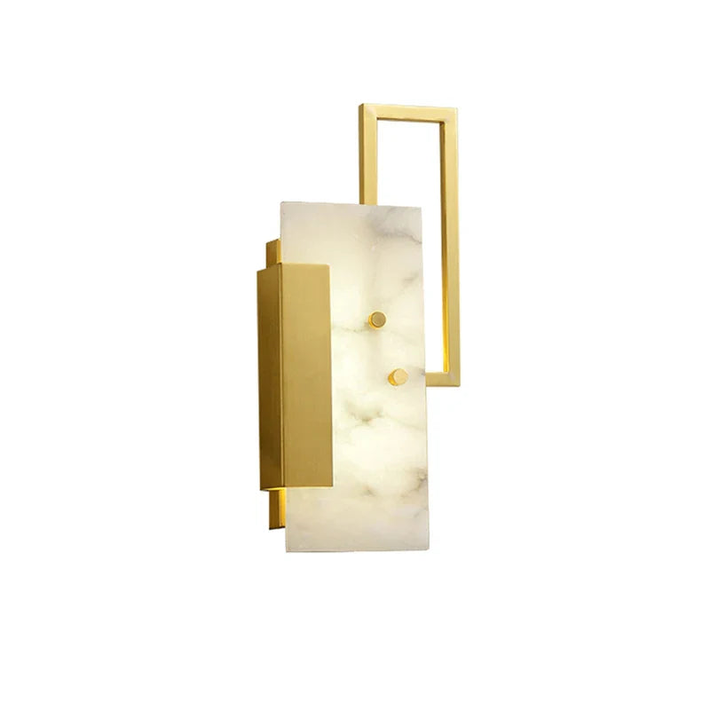 Afralia™ Marble Wall Light Bedside LED Golden Copper SconceLux Luxurious Home Decor