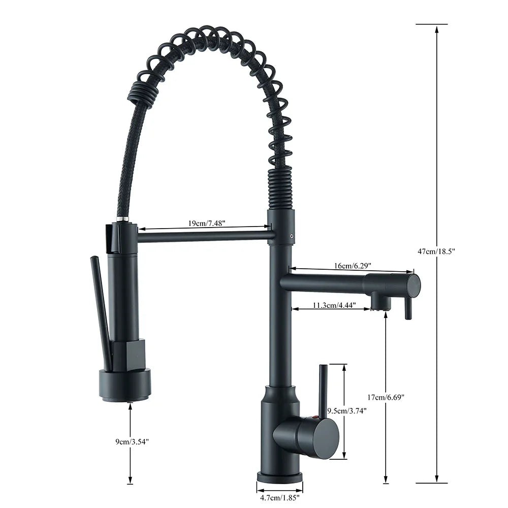 Afralia™ Brass Kitchen Sink Faucet: Pull Down Dual Spout, 360 Rotation, Hot/Cold Mixer, 2 Modes