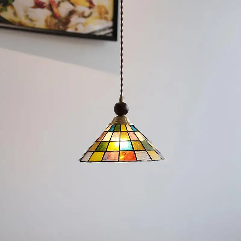 Afralia™ Walnut Wood LED Pendant Lights Colorful Glass Modern Kitchen Luminaira
