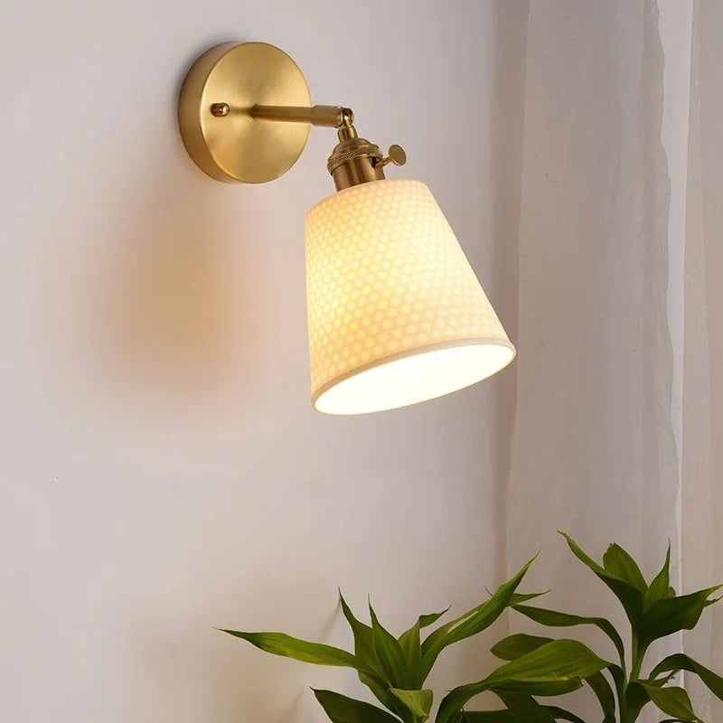 Afralia™ Ceramic LED Wall Sconce Light with Pull Chain Switch