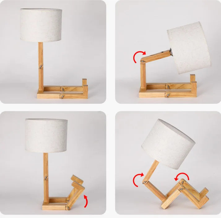 Afralia™ Wooden Robot Table Lamp - Modern Nordic Creative Desktop Night Light