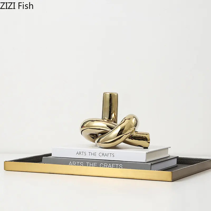 Afralia™ Ceramic Knot Sculpture Abstract Desk Decor Artwork Room Aesthetic Statues