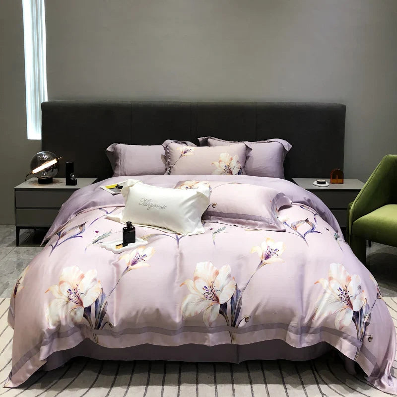Afralia™ Eucalyptus Lyocell Flowers Duvet Set with Sheet & Pillowcases