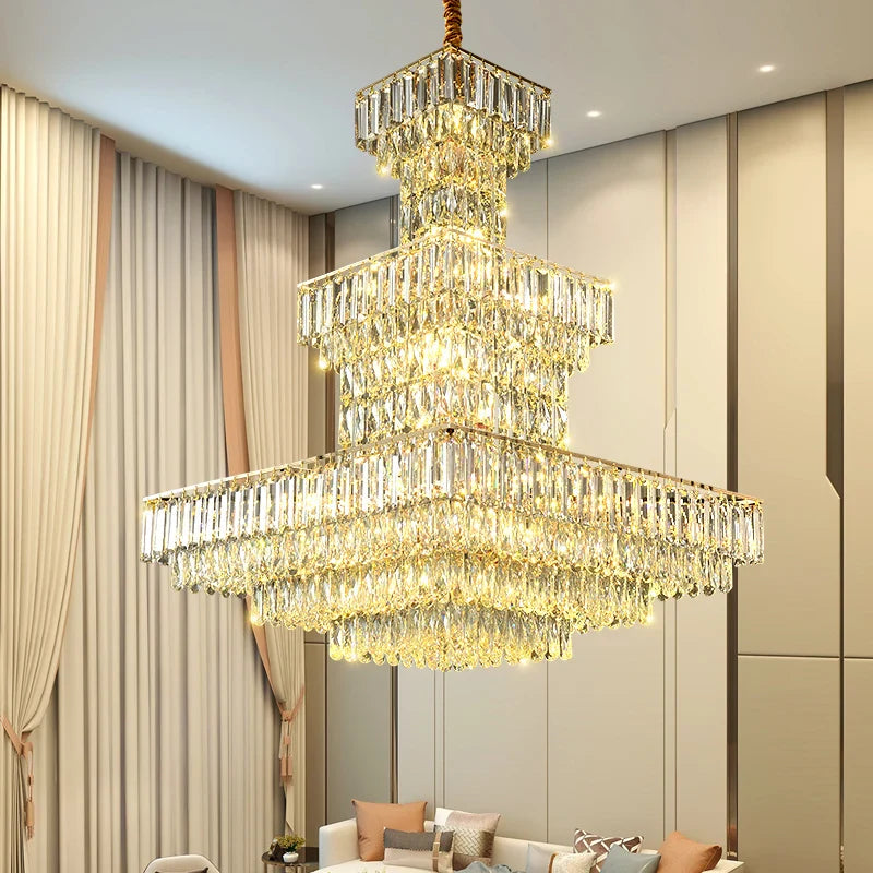 Afralia™ Spiral Staircase Crystal Chandelier: Modern High Living Room Light Luxury Design
