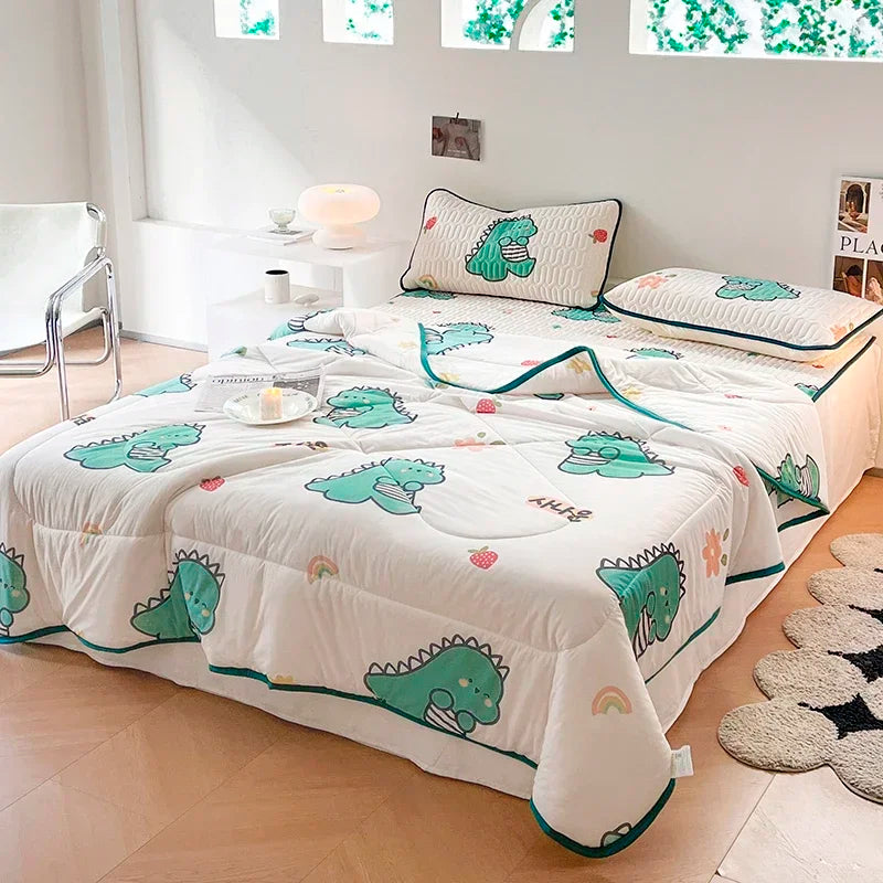 Afralia™ Cool Summer Blanket Set with Latex Bed Mat - Lightweight Breathable Comforter Bedding
