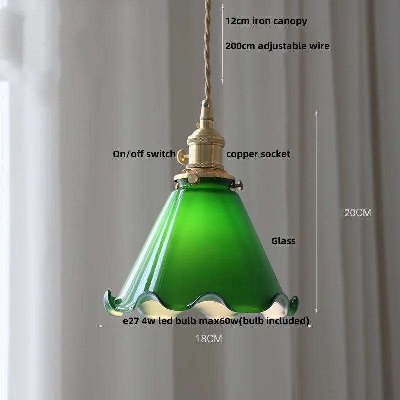 Afralia™ LED Pendant Lamp with Adjustable Brass Knob Switch & White Glass
