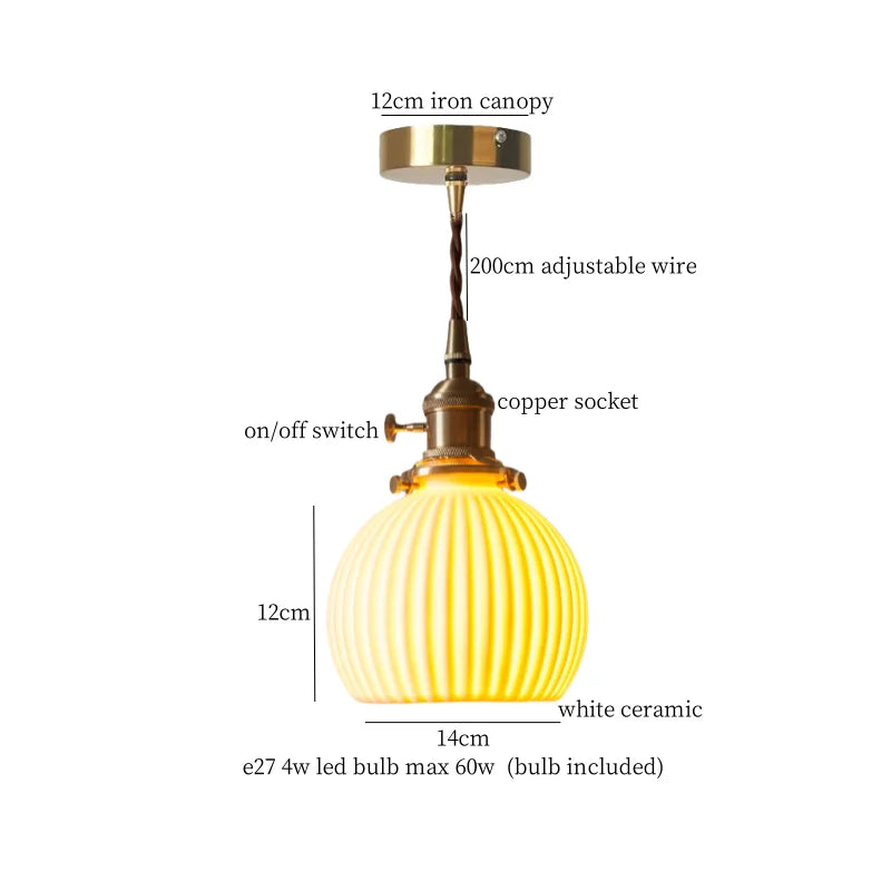 Afralia™ Ceramic LED Pendant Lights for Kitchen Living Room Cafe Bar - Vintage Hanging Lamp