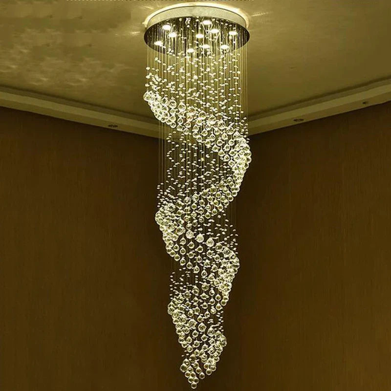 Afralia™ Spiral Interior Design Luxury Corridor LED Crystal Chandelier