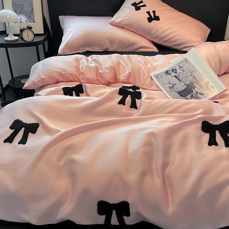 Afralia™ Embroidered Rayon Silk Bedding Set: Duvet Cover, Sheets, Pillowcases in Nordic Style