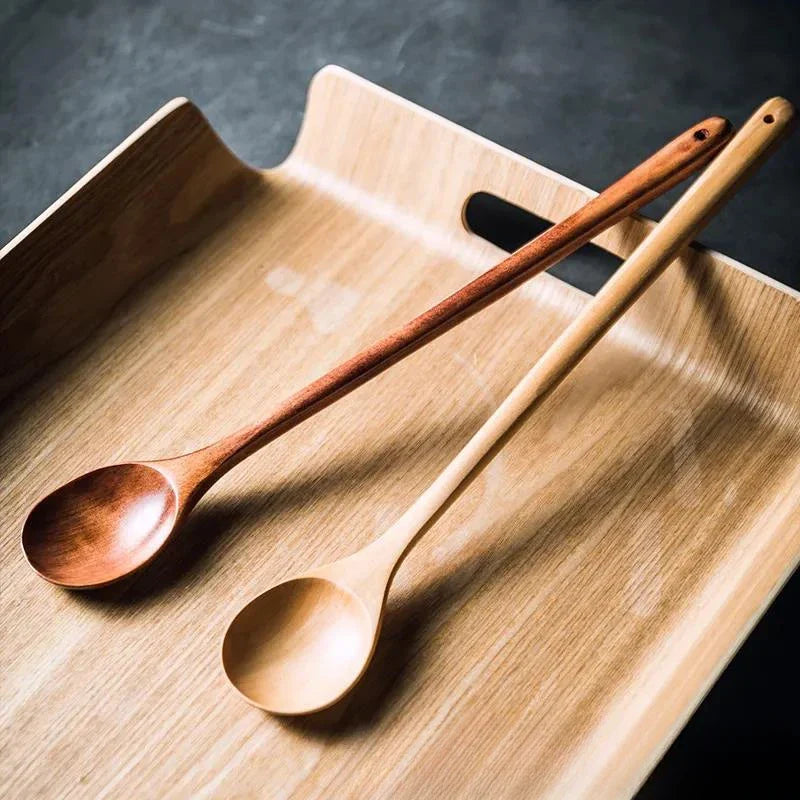 Afralia™ Lotus Wooden Spoon: Eco-Friendly Long Handle Salad Cooking Utensil