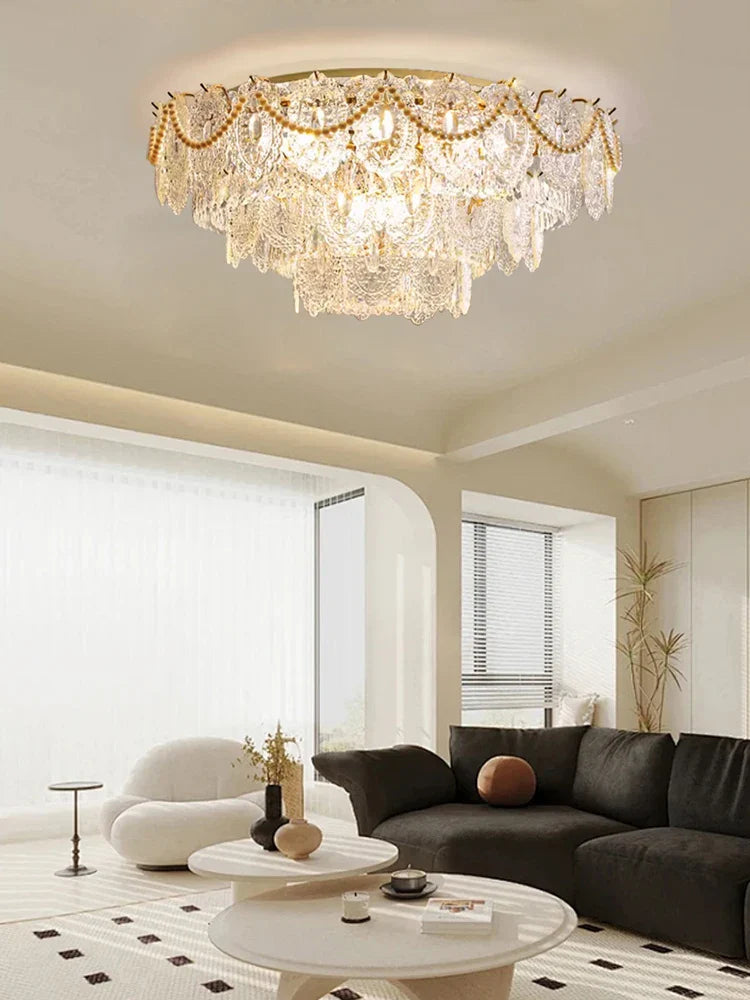 Afralia™ Modern French Crystal Glass Ceiling Lamp Home Appliance Light Fixture