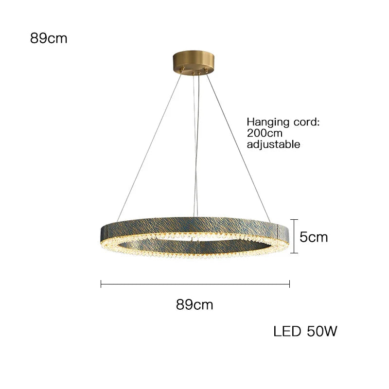 Afralia™ Blue Copper Crystal LED Ceiling Chandelier for Dinning Room