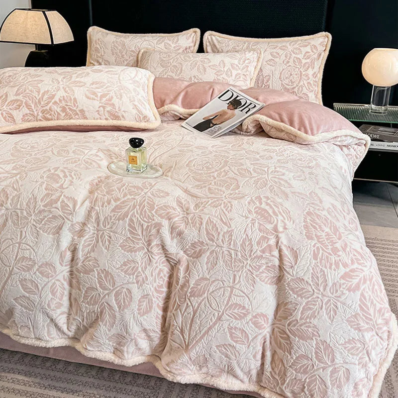 Afralia™ Luxe Rabbit Fur Edged Plush Duvet Cover: Winter Warmth & Cozy Luxury