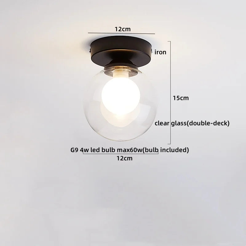 Afralia™ Wood Glass LED Ceiling Lamp Modern Kitchen Living Room Light Fixture