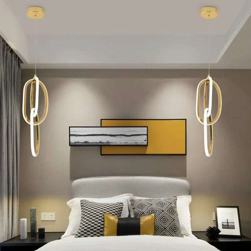 Afralia™ Gold Steel Pendant Light for Home Decor & Bar, Stylish LED Hanging Lamp