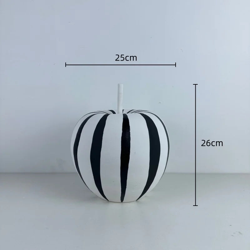 Afralia™ Zebra Geometric Apple Handicraft Decor Figurines - Black White Stripes