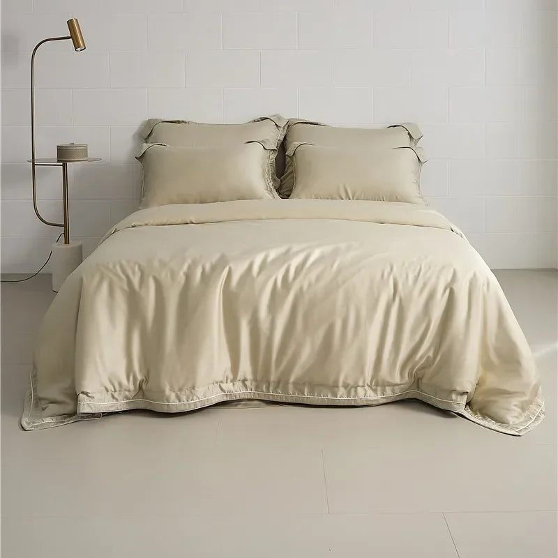 Luxury Afralia™ Cotton Bedding Set in Solid Color - Twin to King Sizes